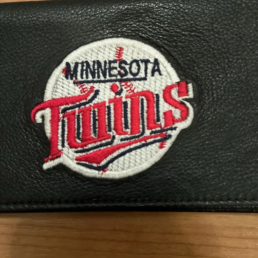 Minnesota Twins Leather Checkbook Cover Black